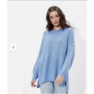 American Eagle Oversized Dreamspun Sweater Blue Marled Knit Women's L Soft Girl